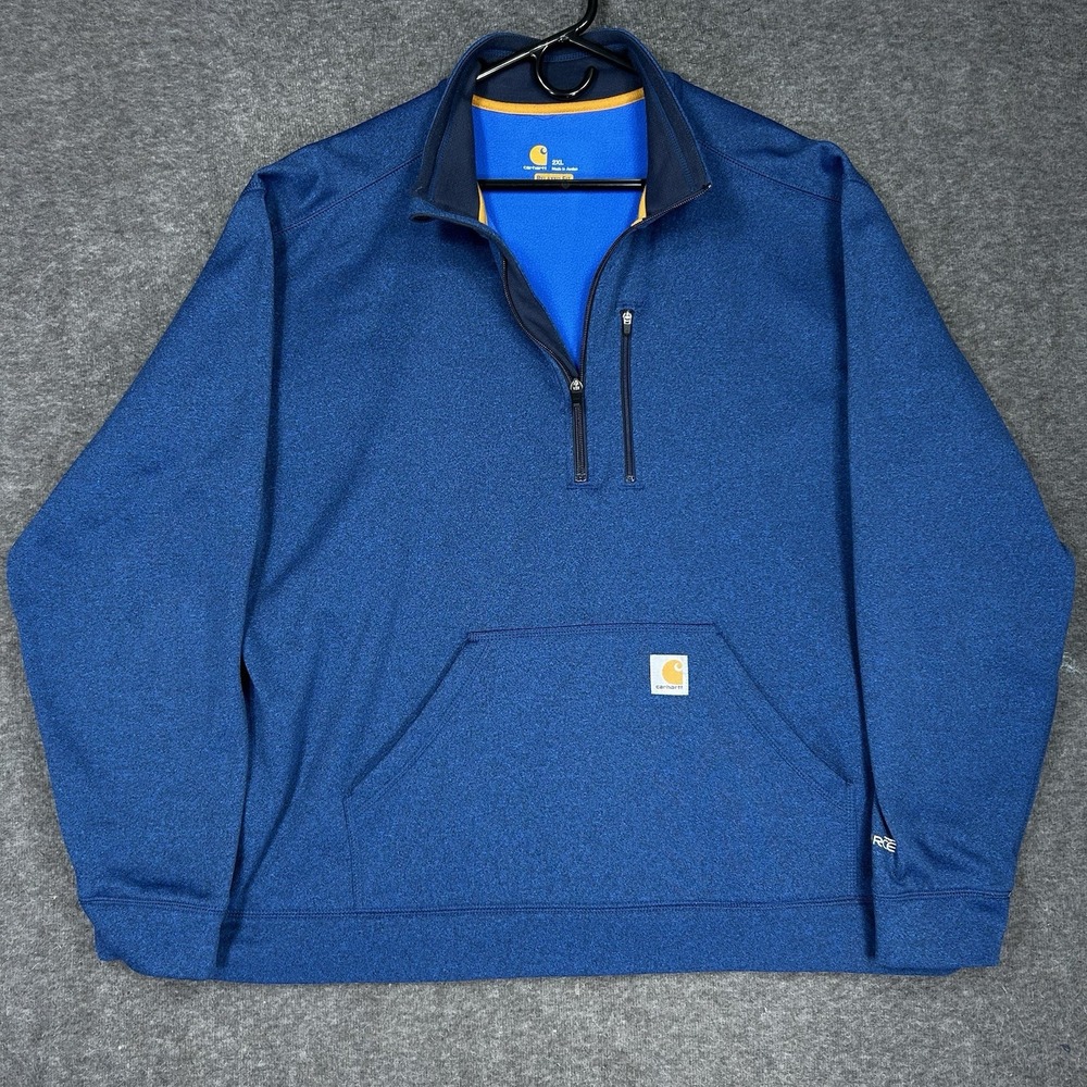 Carhartt Force Extremes Half Zip Sweatshirt Pullover Men 2XL Blue Relaxed Fit